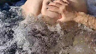 Kimberly Lewis And Friends Turn Outdoor Bathtub Into Threesome Wet Party In Jacuzzi 4K