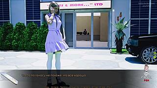 a blonde milf in a cartoon game uses toys to reach orgasm