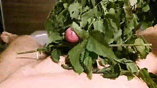 Exploring stinging nettle sensations in a casual fetish session by the garden