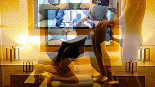 Masked blindfolded teen 18+ enjoys session with older partner