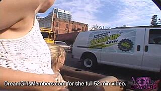 Two hot coeds with natural tits riding around florida town flashing their shaved pussies