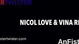 Flirty lesbian bombshells fist tight pussies and asses