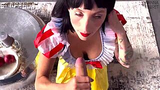 My wild Schneewittchen cosplay with Hanna Secret gets messy with cum and cock action!