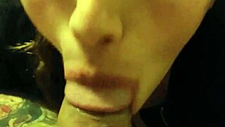 The petite teen eagerly delivers a delicious blowjob, her small tits bouncing as she aims for a cumshot