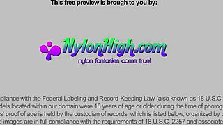 beautiful redhead charlie poses in stockings and toys