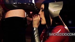 In Thor roleplay, Heimdall fucks Kimberly Kane's mouth.