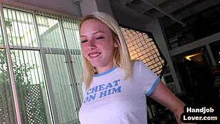 Blonde Petite Pov Girlfriend Tugs Cock After Joi In Erotic Couple