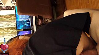 cute redhead girl gives blowjob and rides cowgirl with perfect ass pov