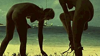 In vintage times, people enjoyed underwater sports with antique gear.