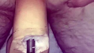 Me plunging deep into my 10-inch dildo