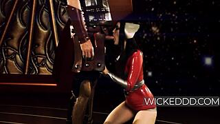 In Thor roleplay, Heimdall fucks Kimberly Kane's mouth.