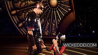 In Thor roleplay, Heimdall fucks Kimberly Kane's mouth.