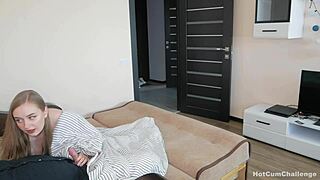 I can’t believe it, my step sister sneaked under covers to suck me off!