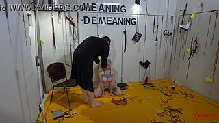 A blonde babe endures BDSM domination with spanking and bondage in a fetish session.