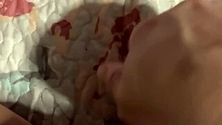 sexy brunette gets her hair impaled on a big cock during blowjob