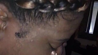 beautiful ebony babe sucks big black cock in pov with bbw amateurs