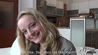 Blonde European slut craves POV blowjob for horny creampie finish