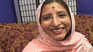 Arab Brunette Hijab Threesome Dual Dick Blowjob Fucking