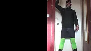 Blindfolded Crossdresser in Unusual Challenge