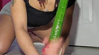 teasing your member while spitting and sucking cucumber