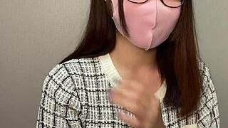 Nasty Japanese Babe Masturbates To Orgasm With Glasses!