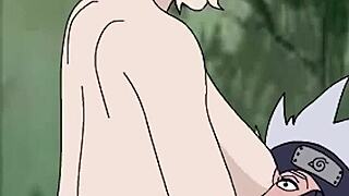 Naruto and Kakashi share an intimate moment in the anime series