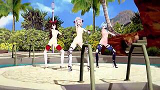 Genshin Impact Noelle Amber Eula in MMD Dance Show