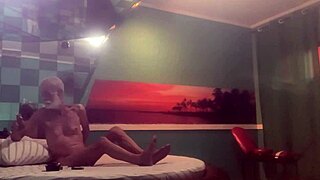 couple engages in front and back sex with anal assfucking in voyeur amateur setting.