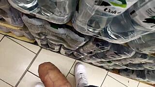 helping this guy cum in the supermarket? so risky and public