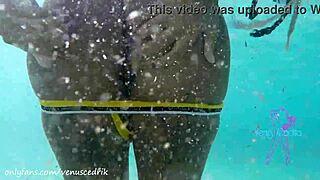 Venus Afrodita banging hard on a public beach with passion