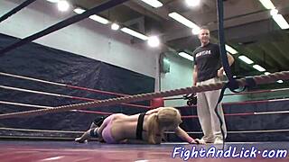 Pussylicking Babes Wrestle In A Boxing Ring