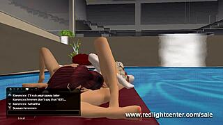 3D POOL THREESOME unfolds in water.