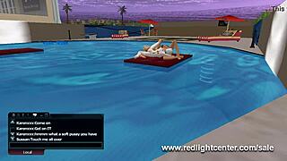 3D POOL THREESOME unfolds in water.