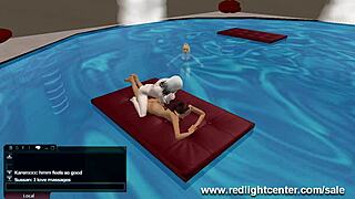 3D POOL THREESOME unfolds in water.