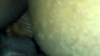 Bent over in doggystyle, this ebony babe takes a big black cock