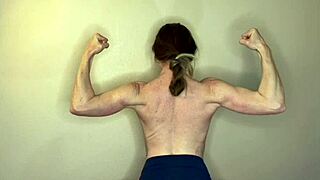 fit mom flexes muscles in sexy striptease with bunnieandthedude