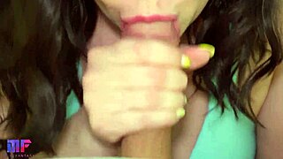 close up view of gentle sucking and ball play in pov