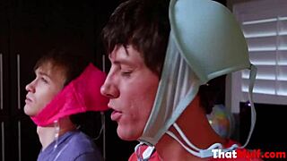 Two young 18+ cocks share Merceder Carrera in rough group shower hardcore fantasy