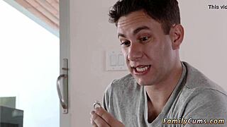 the teen masturbates at work, squirting while fantasizing about stepbro