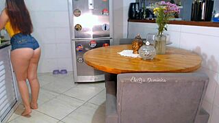 Hired this maid who cleaned in hot shorts, got me excited