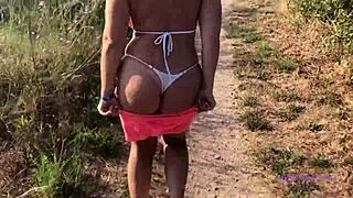 Milf craves deep anal on the beach