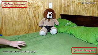 A redhead amateur gets licked and fucked by a furry stuffed bear