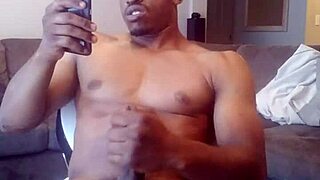 i stroked my big black cock for cum edge play, feeling so horny and ready to explode.