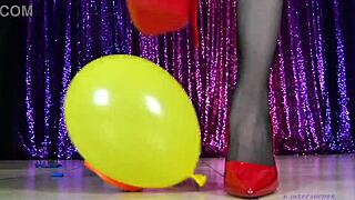 Mistress in high heels dominates slave