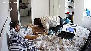 Amateur Brunette Euro Babe Mastering Sucking and Handjob Skills