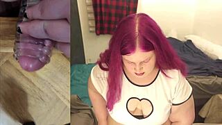 Chubby Tranny Feels Intense Pleasure Masturbating With Monster Cock Toy In Close Up Pov