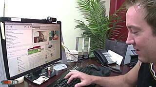 Busty brunette gets hard doggystyle cumshot!