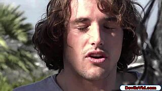 Blonde gives a blowjob with a cumshot surprise in her mouth