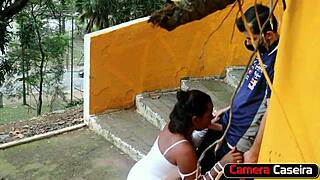 Girlfriend sucks stranger's cock on the street