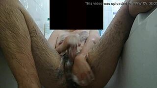 young hairy gay boy soaping up in shower 😏